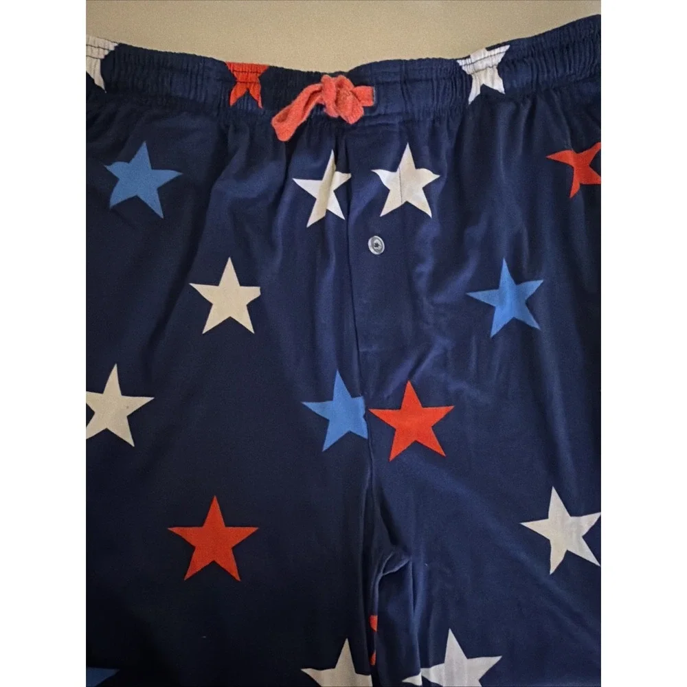 Bioworld Men's Americana Stars Pajama Sleep Pants Size L Navy Blue Red White